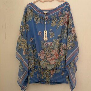 Maxx Studio Lavender Floral Print Handkerchief Shirt/Kimono, Sz M, $78